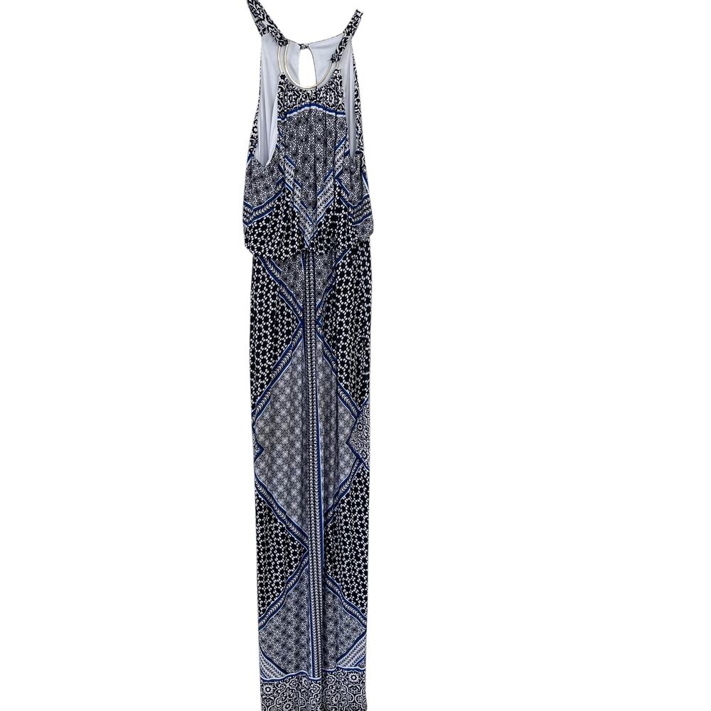 Bisou Bisou Black Royal Blue Maxi Dress Halter Handkerchief Sleeveless Dress 6